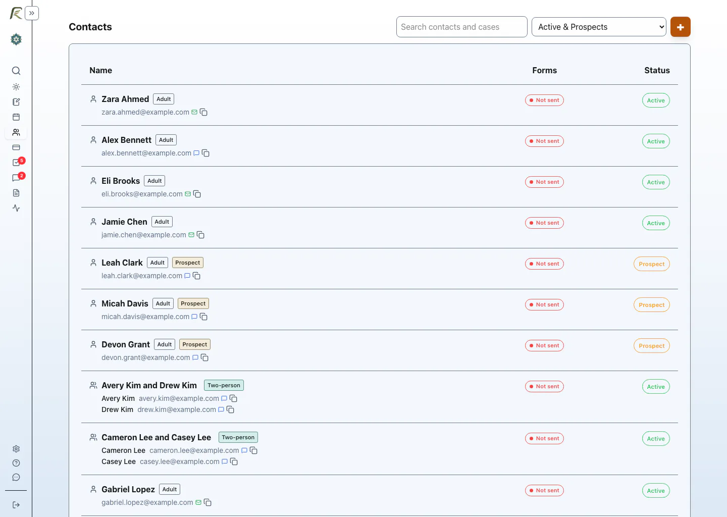 PracticeRunner shared practice view showing clinicians, associates, and their roles.